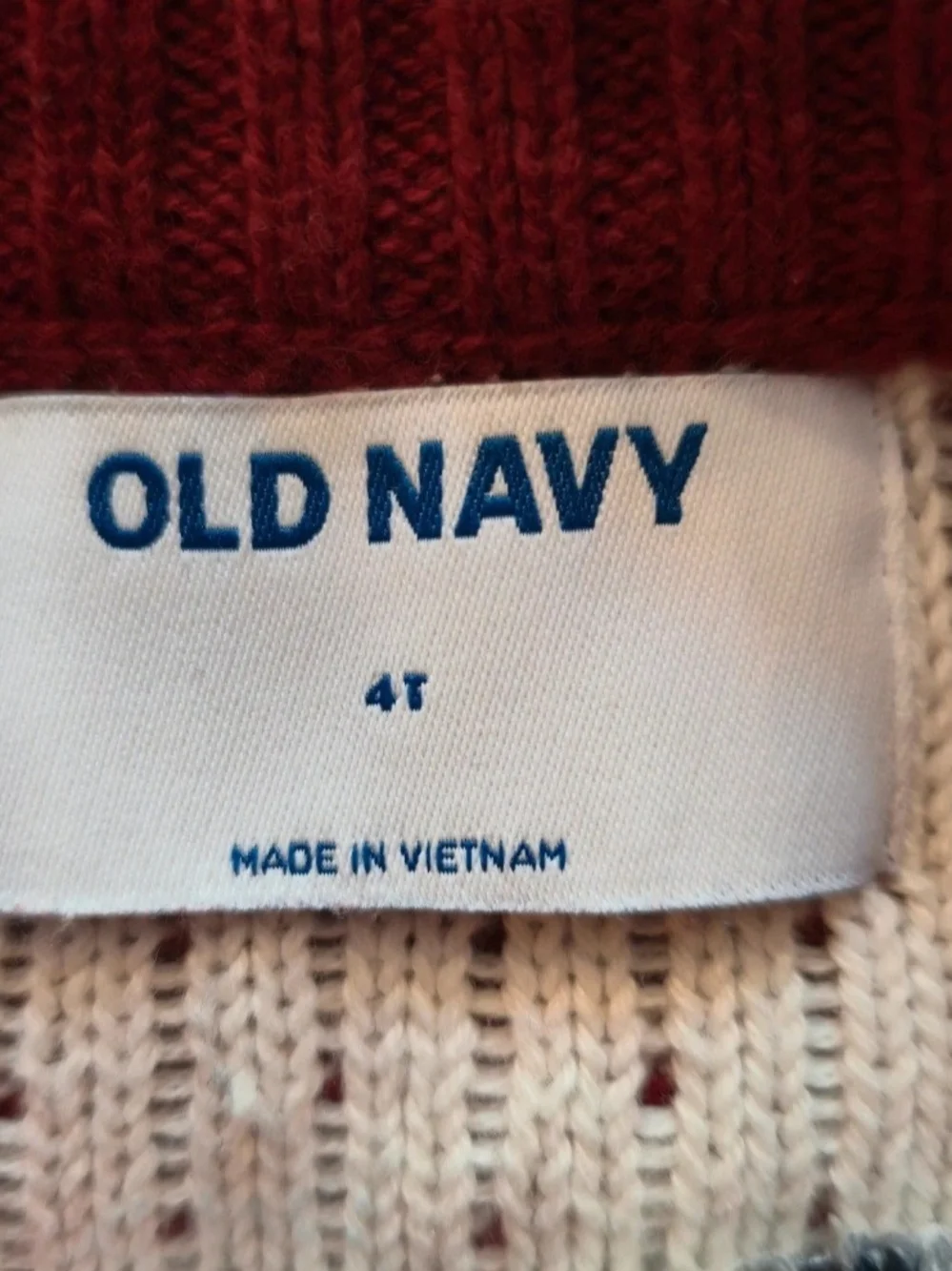 Old Navy Red and White Knit Crewneck Sweater